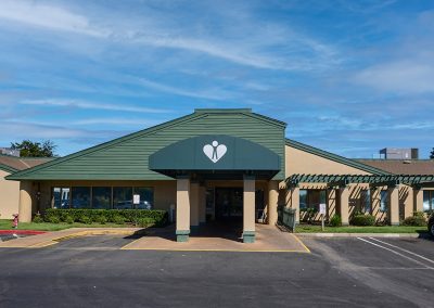 The front entrance of Vintage Faire Nursing and Rehabilitation Center